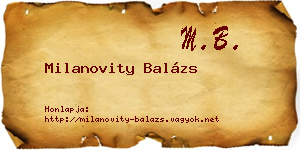 Milanovity Balázs névjegykártya
