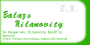 balazs milanovity business card